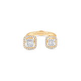 Illusion Emerald Cut Cluster Double Ring