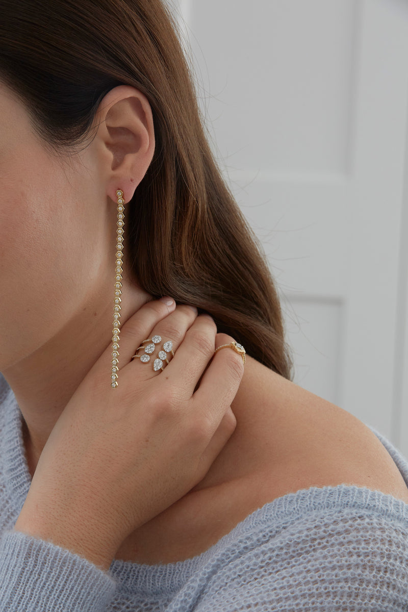 Isadora Hexagon Diamond Drop Earrings