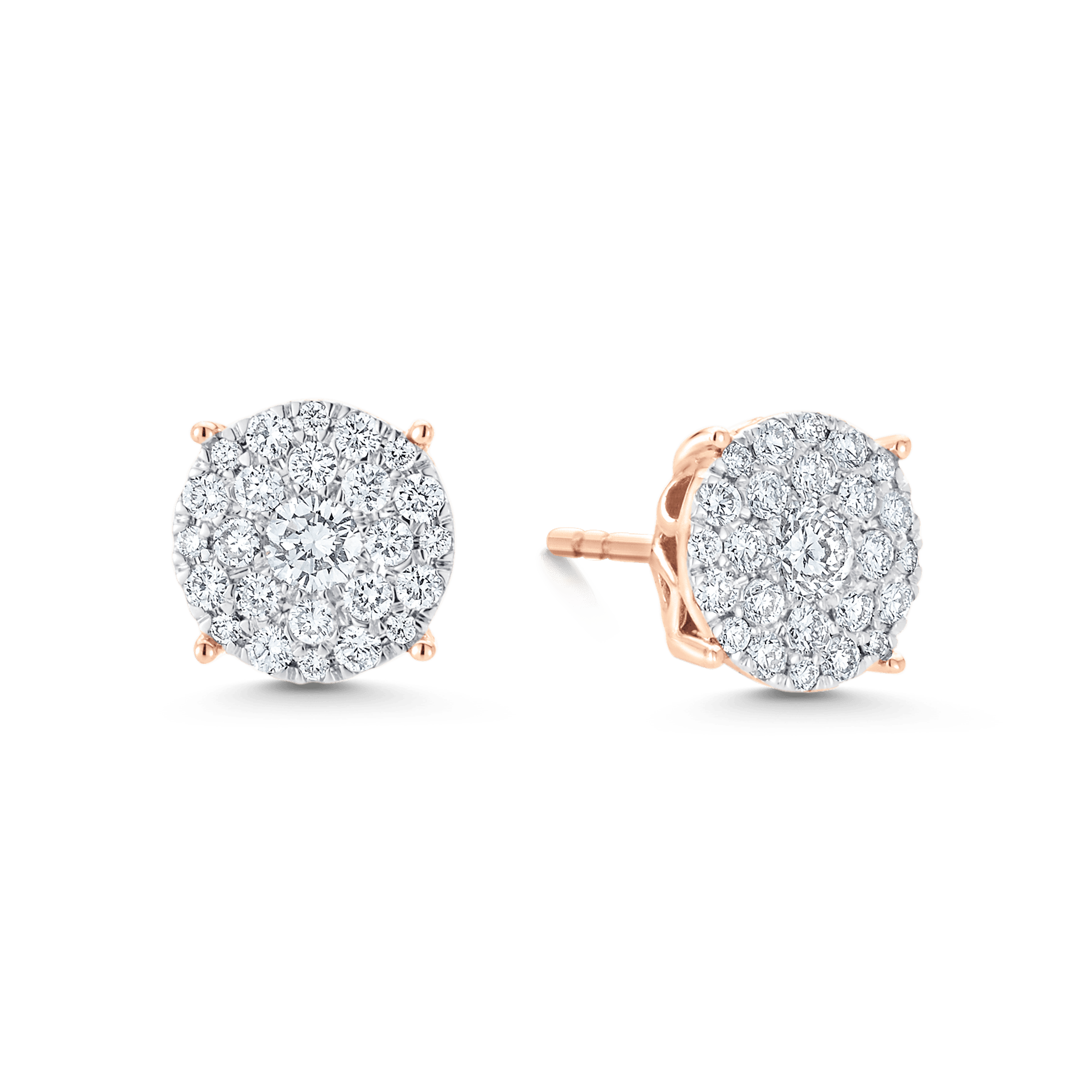 Illusion Large Diamond Round Cut Stud Earrings