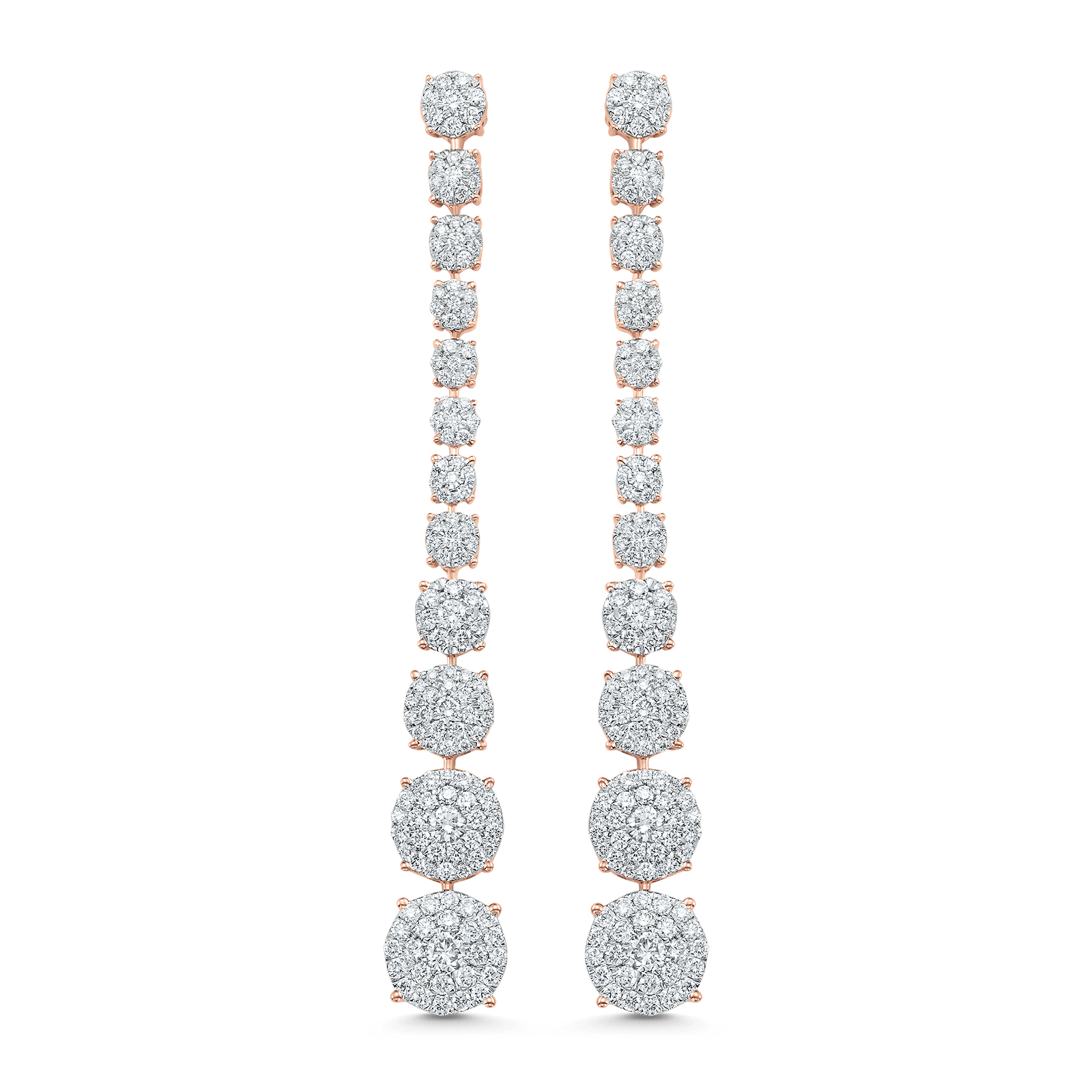 Illusion Round Diamond Cluster Drop Earrings