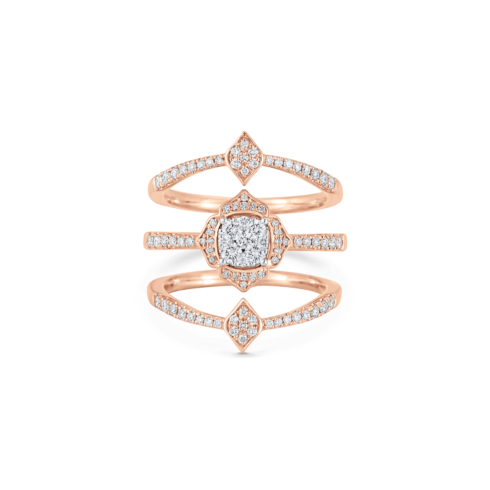 Leela 3 Row Donna Diamond Ring