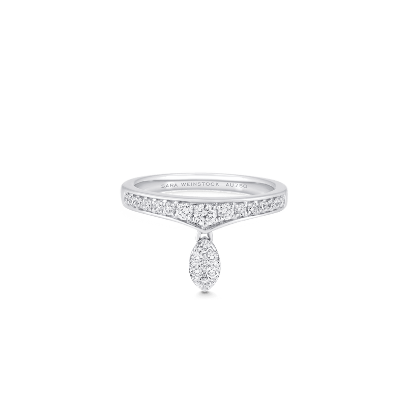 Lucia Marquise Shaped Diamond Cluster Taj Ring