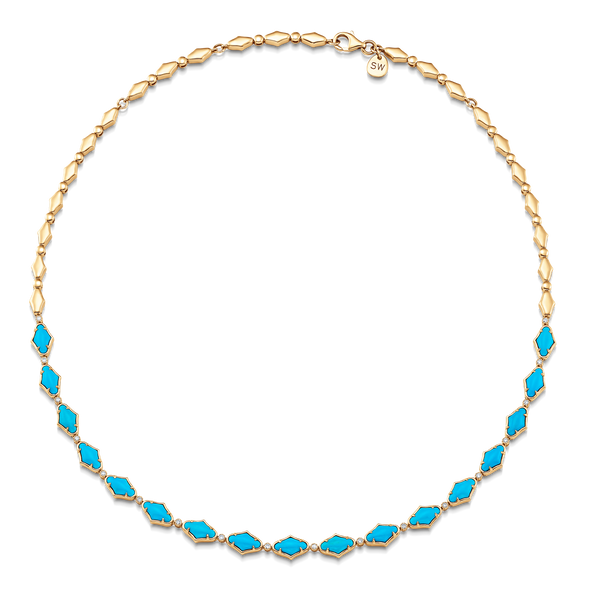Lucia Turquoise and Gold Choker Necklace