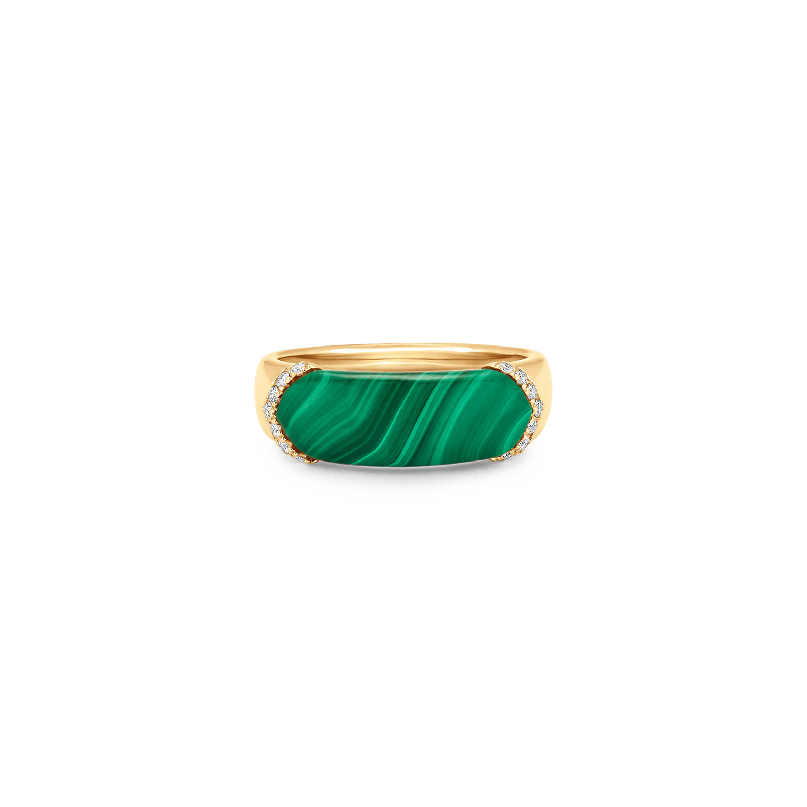 Lucia Malachite, Gold and Diamond Hexagon Ring