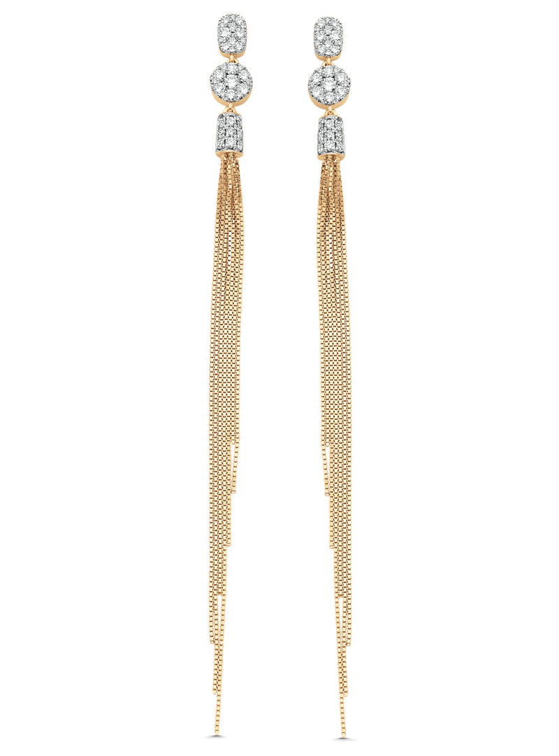 Nappa Diamond Gold Tassel Earrings