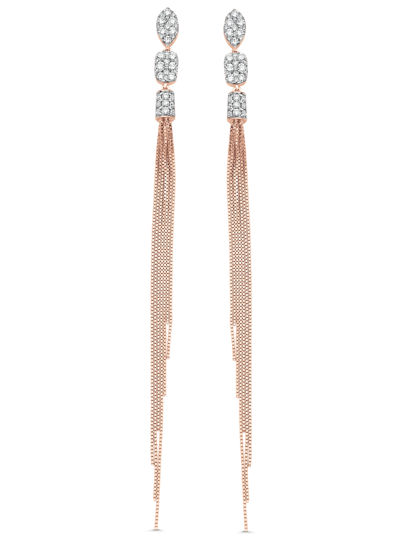 Nappa Marquise Cushion Gold Tassel Earrings