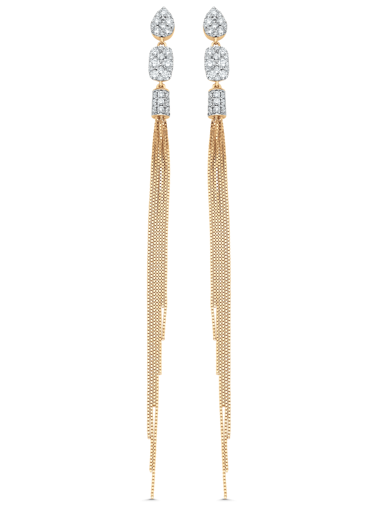 Nappa Pear Cushion Gold Tassel Earrings