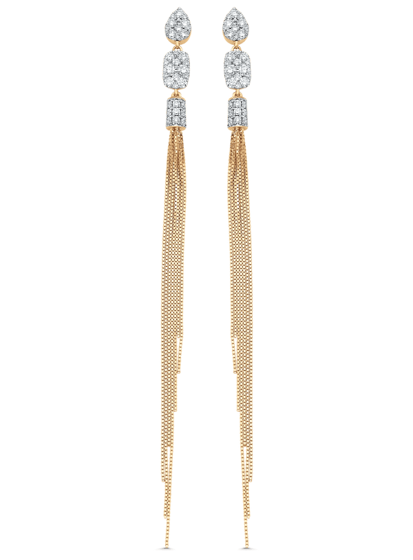 Nappa Pear Cushion Gold Tassel Earrings