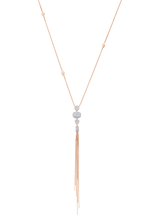 Nappa Three Diamond Cluster Tassel Necklace
