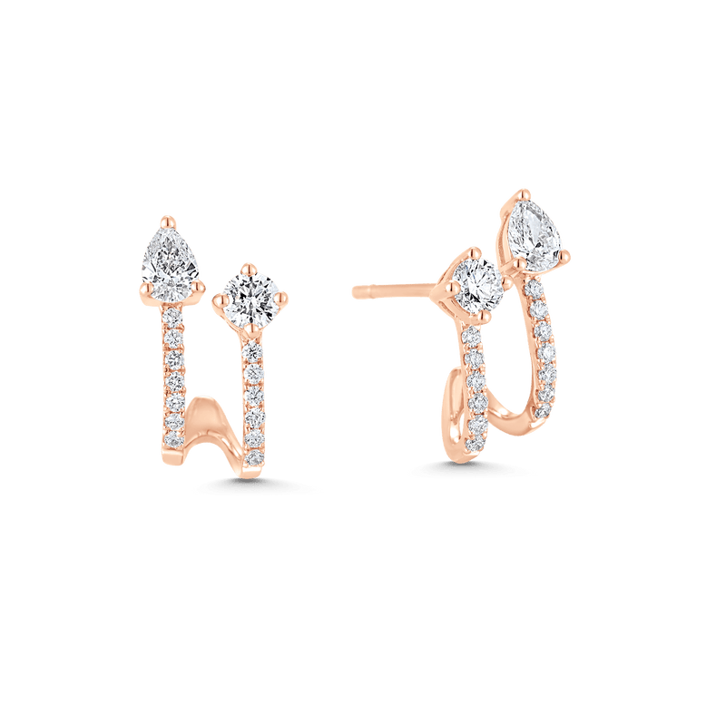 Purity Pear Diamond Cluster Hoop Huggie Earrings