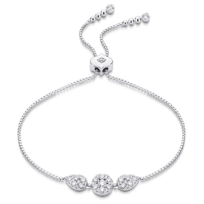 Reverie Round & Pear Diamond Bolo Bracelet