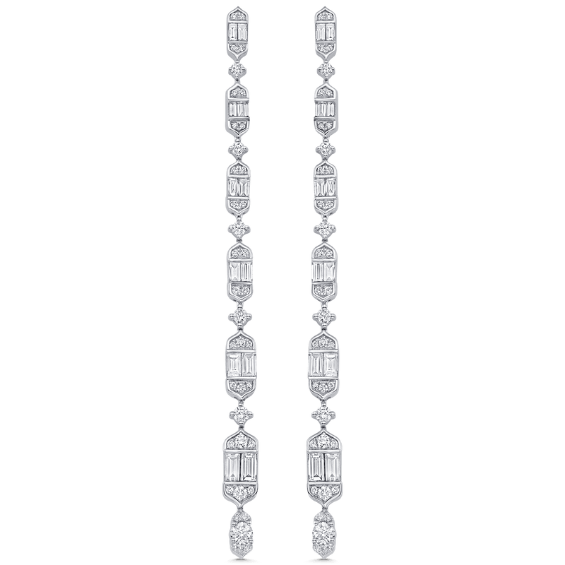 Taj Baguette Vertical Diamond Drop Earrings