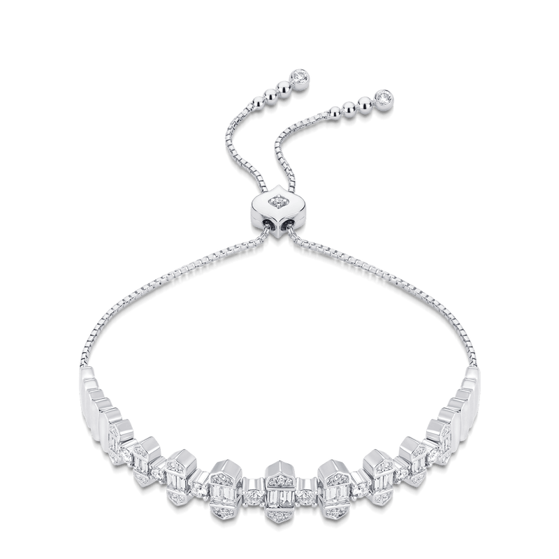 Taj Baguette Vertical Diamond Bolo Bracelet