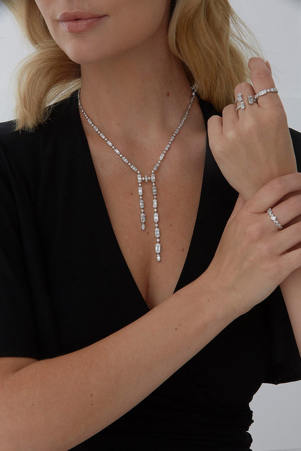 Taj Baguette Diamond Drop Necklace