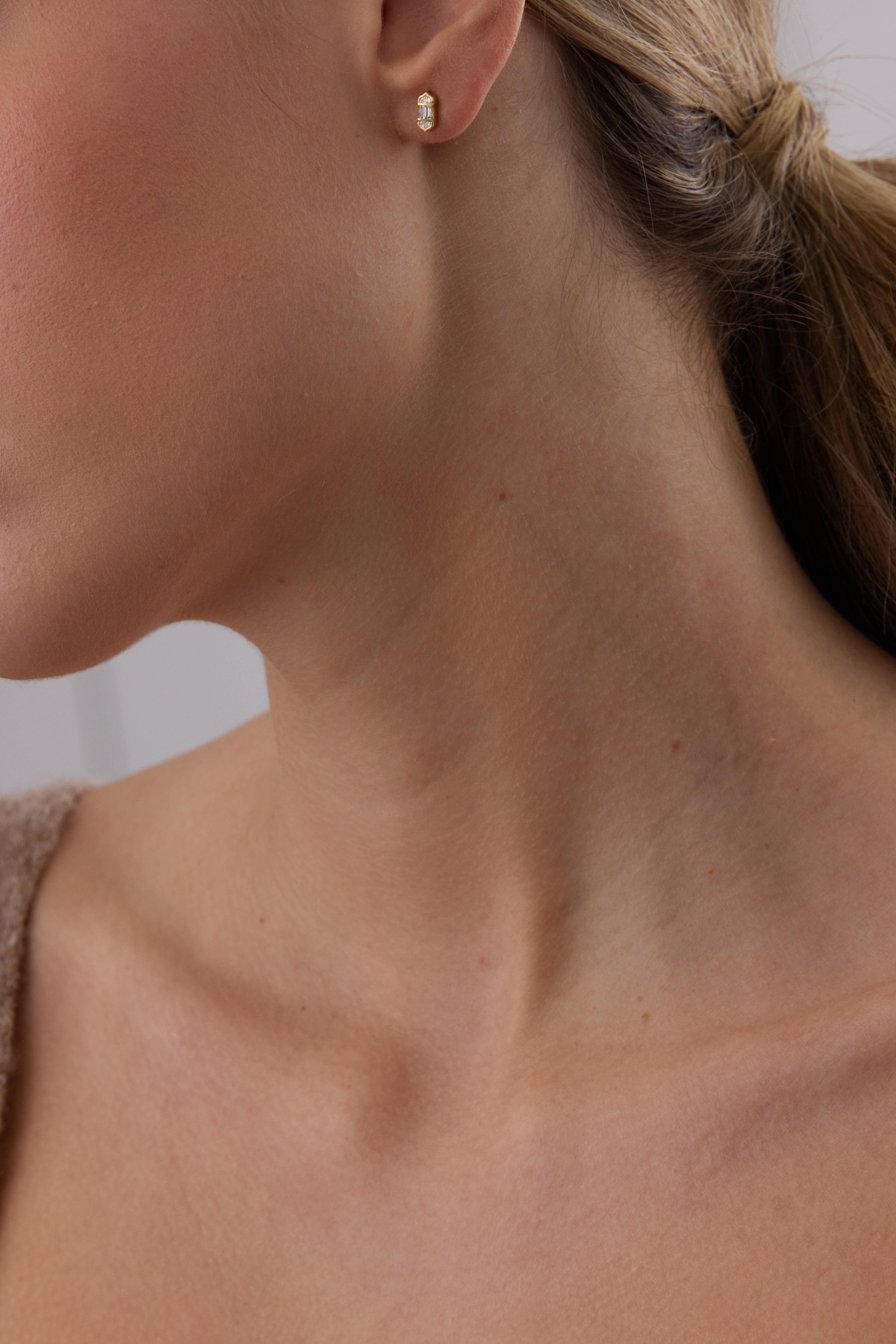 Taj Baguette Petite Diamond Stud Earrings