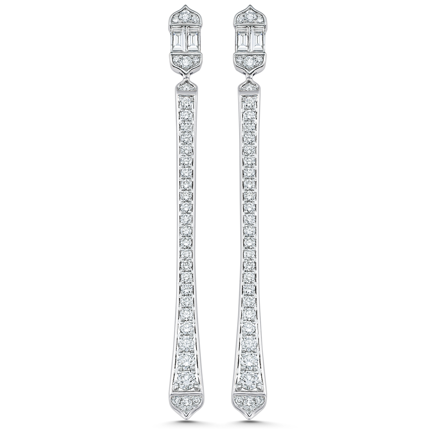 Unity Taj Baguette & Cascading Diamond Drop Fancy Earrings