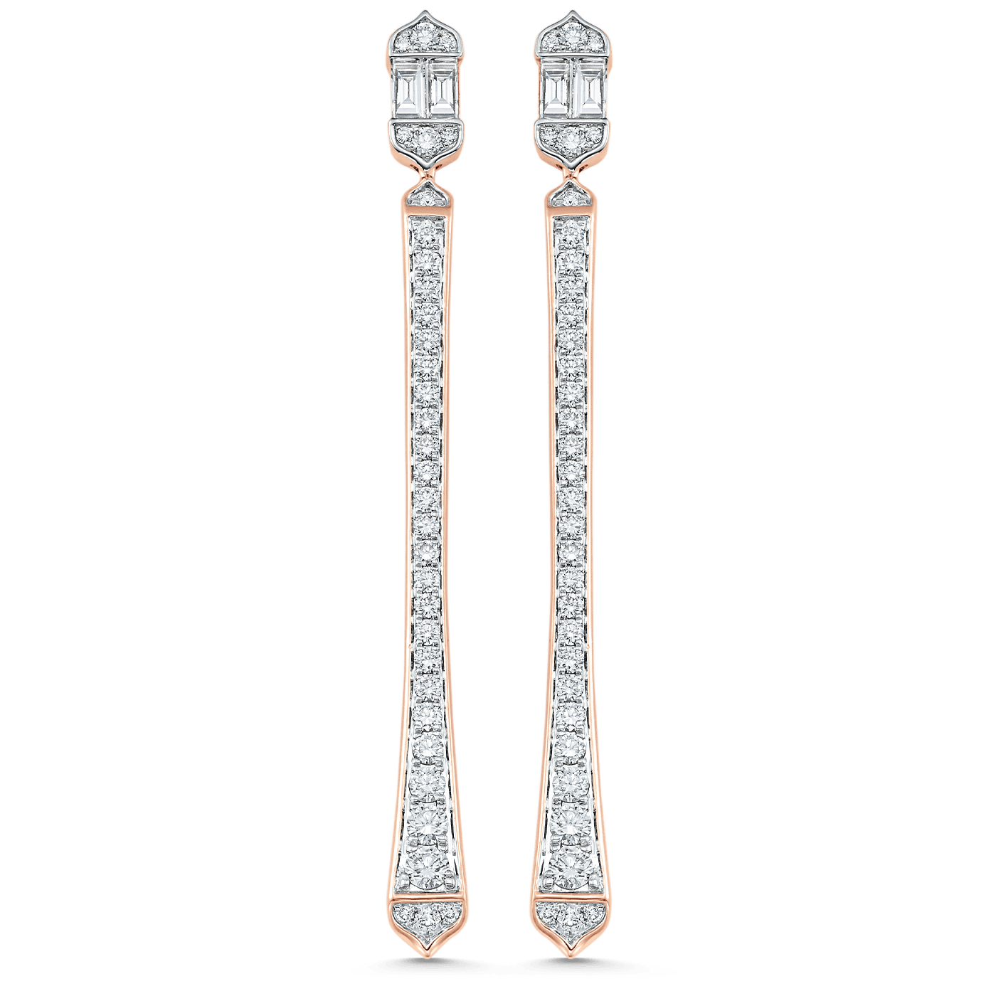 Unity Taj Baguette & Cascading Diamond Drop Fancy Earrings