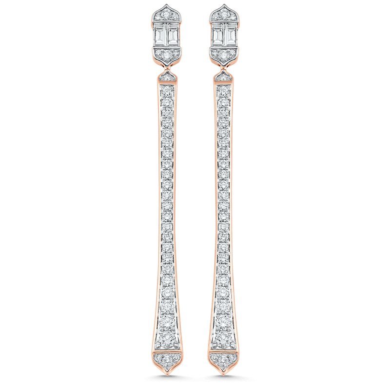 Unity Taj Baguette & Cascading Diamond Drop Fancy Earrings