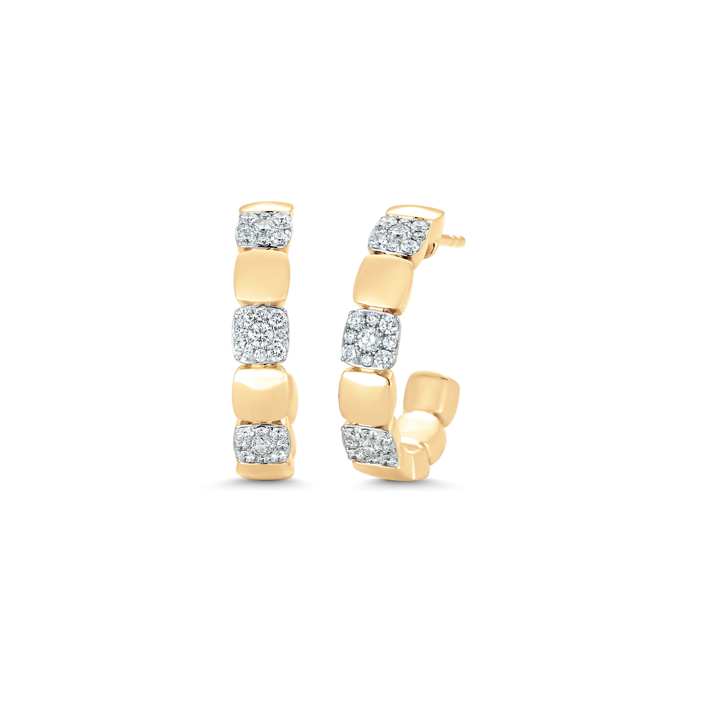 Adira Alternating Cushion Illusion Beaded Half Hoop Earrings - Sara Weinstock Fine Jewelry