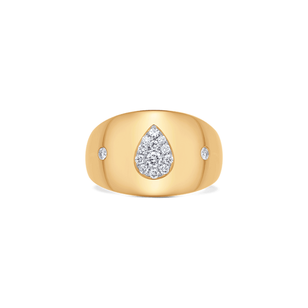 Aurora Illusion Pear Signet Ring - Sara Weinstock Fine Jewelry
