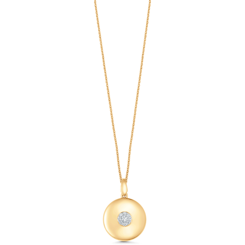 28ct Diamond Small Cross 14K Yellow Gold Pendant Necklace
