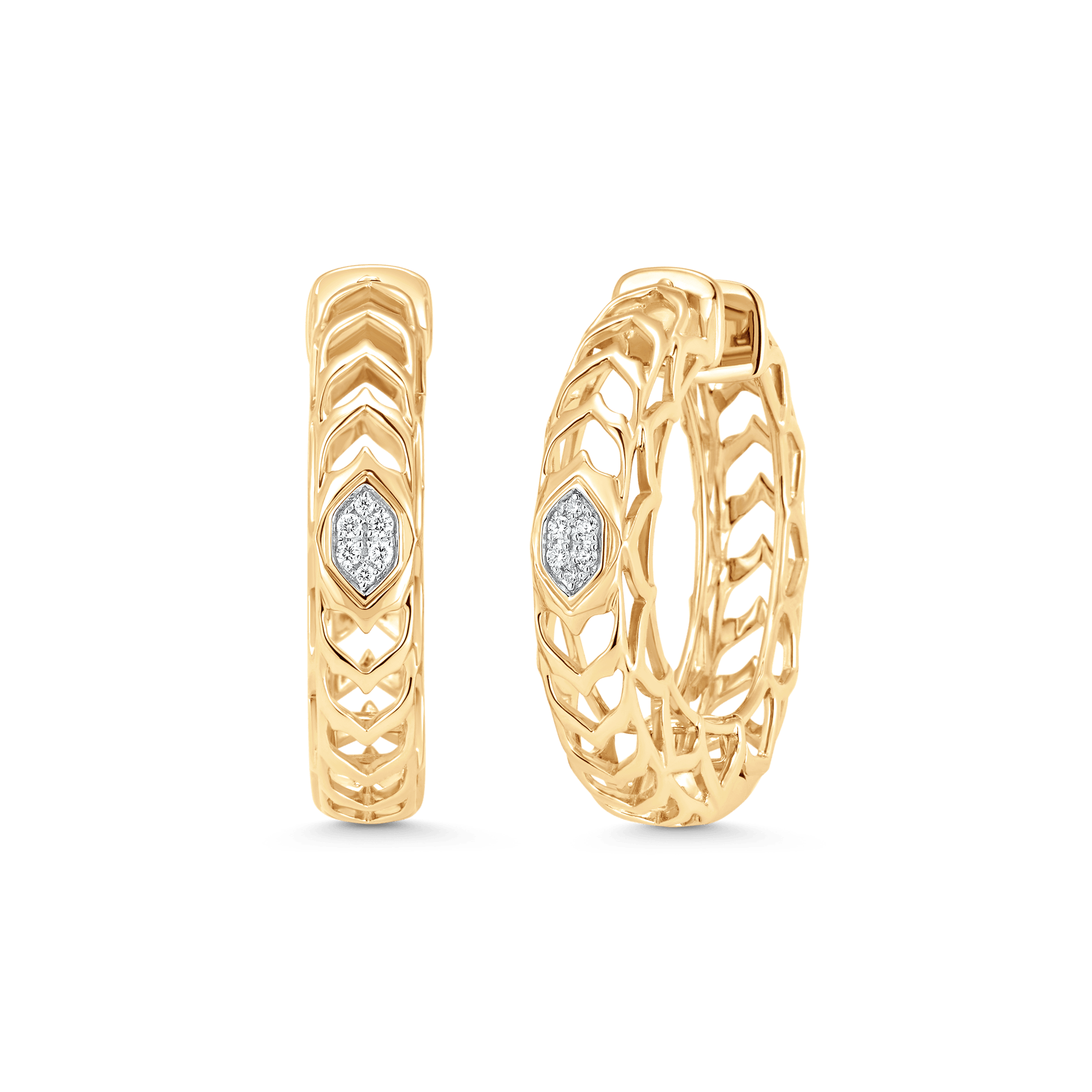 Dentelle Gold and Diamond Cluster Hoops - Sara Weinstock Fine Jewelry