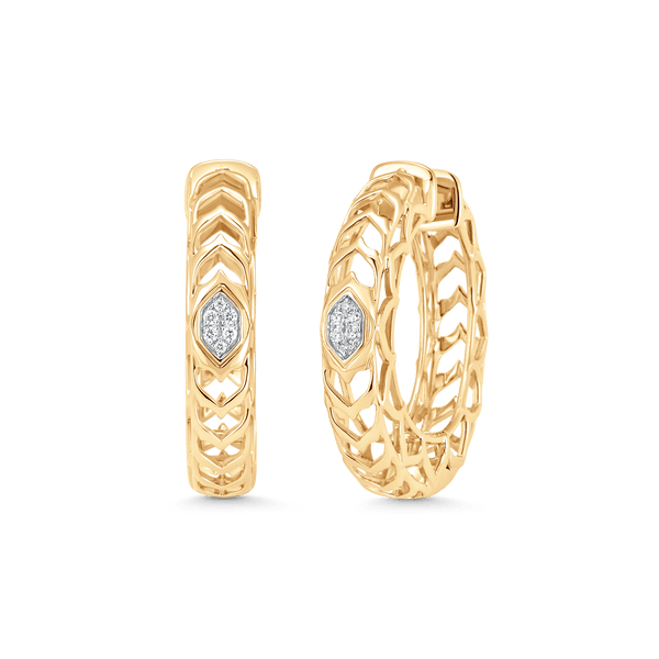 Dentelle Gold and Diamond Cluster Hoops - Sara Weinstock Fine Jewelry