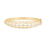 Dentelle Gold and Diamond Horizontal Bangle - Sara Weinstock Fine Jewelry
