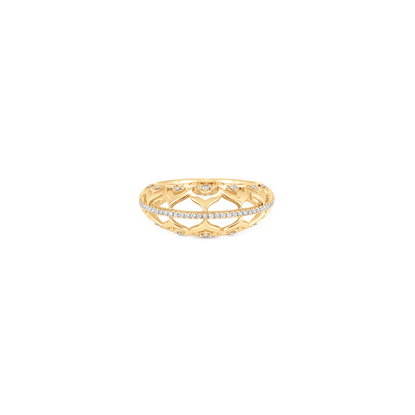 Dentelle Gold and Diamond Horizontal Ring - Sara Weinstock Fine Jewelry