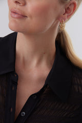 Dentelle Gold and Diamond Open Hoops - Sara Weinstock Fine Jewelry