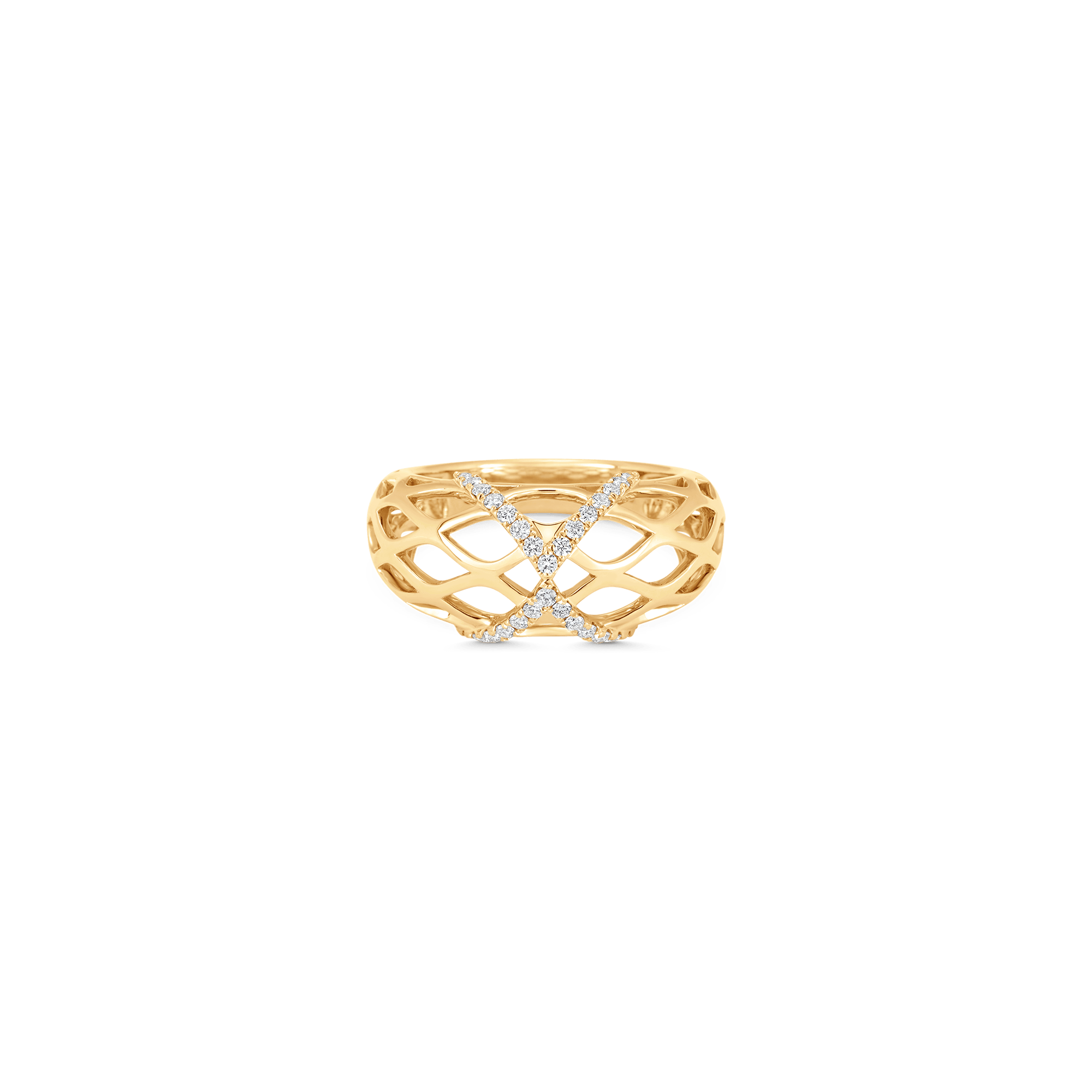 Dentelle Gold and Diamond Wave Ring - Sara Weinstock Fine Jewelry