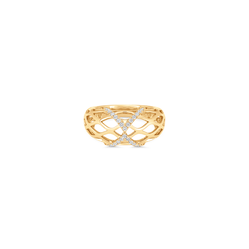 Dentelle Gold and Diamond Wave Ring - Sara Weinstock Fine Jewelry