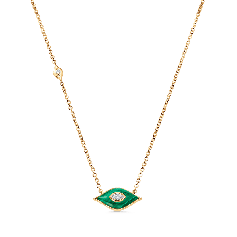 Donna Malachite and Gold Diamond Pendant Necklace - Sara Weinstock Fine Jewelry