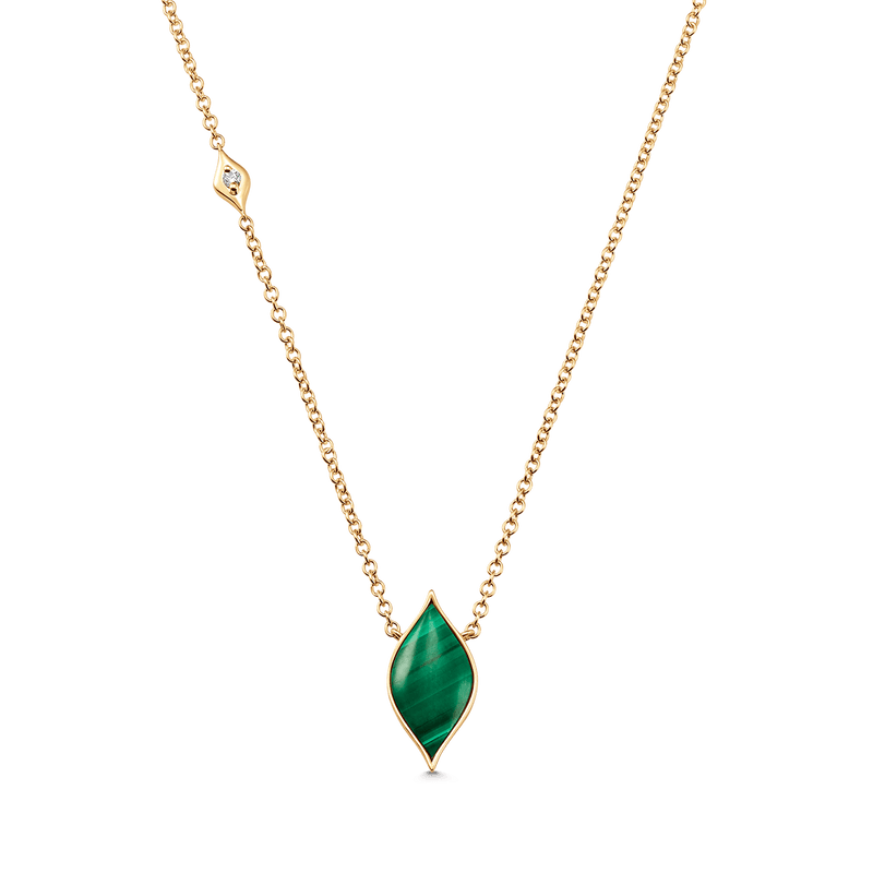 Donna Malachite and Gold Vertical Pendant Necklace - Sara Weinstock Fine Jewelry