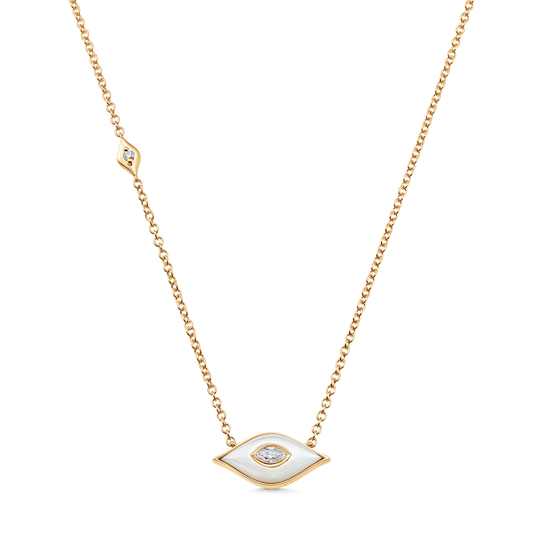 Donna Mother of Pearl and Gold Diamond Pendant Necklace - Sara Weinstock Fine Jewelry