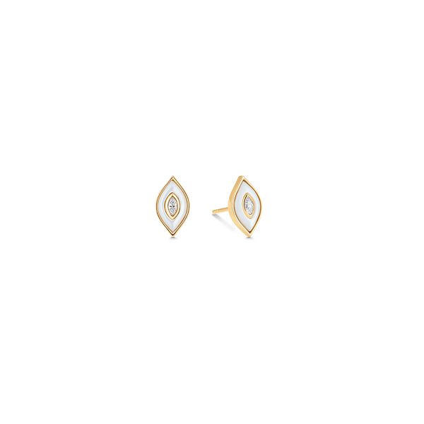 Donna Mother of Pearl and Gold Rosecut Diamond Stud Earrings - Sara Weinstock Fine Jewelry