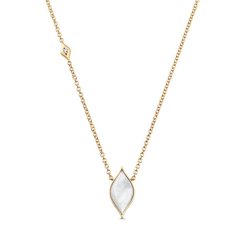 Donna Mother of Pearl and Gold Vertical Pendant Necklace - Sara Weinstock Fine Jewelry