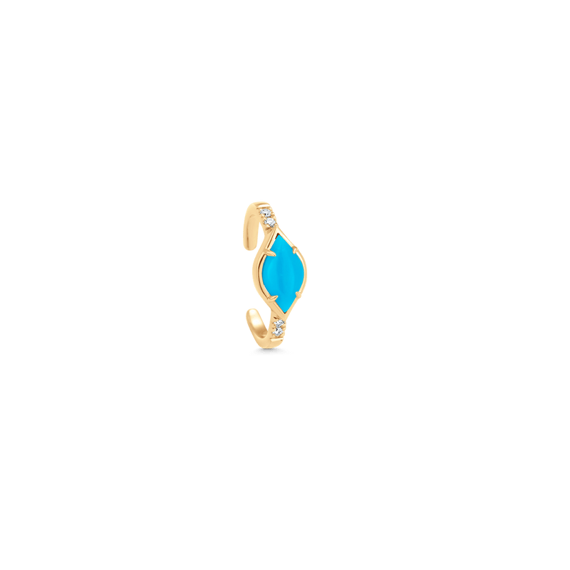 Donna Yellow Gold Turquoise Ear Cuff - Sara Weinstock Fine Jewelry