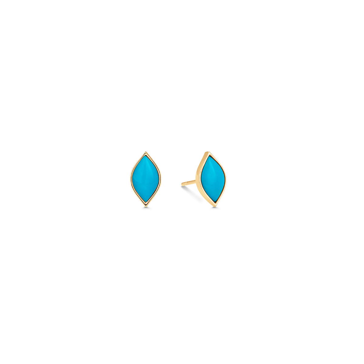 Donna Yellow Gold Turquoise Studs - Sara Weinstock Fine Jewelry