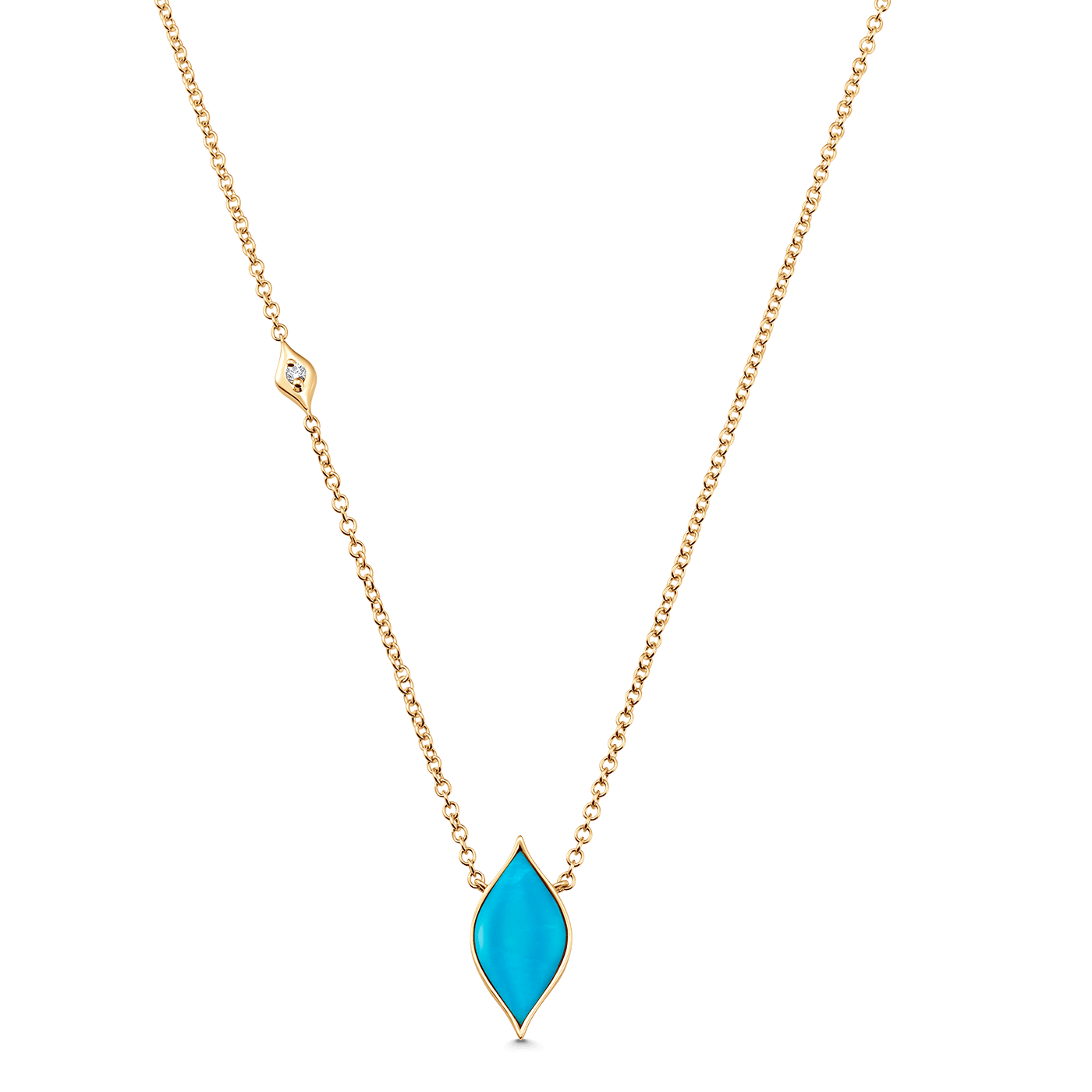 Donna Yellow Gold Turquoise Vertical Necklace - Sara Weinstock Fine Jewelry