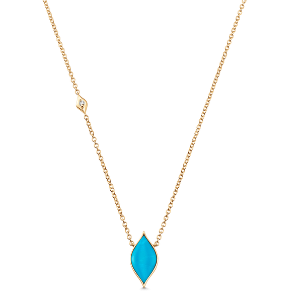 Donna Yellow Gold Turquoise Vertical Necklace - Sara Weinstock Fine Jewelry