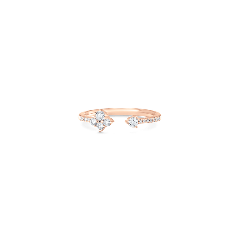 Dujour White Gold White Diamond 4 Cluster & Round Open Ring - Sara Weinstock Fine Jewelry