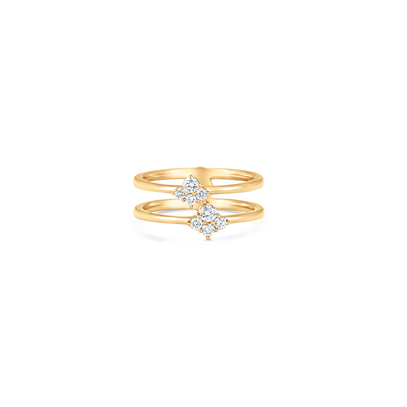 Sleek 4 Stone Geometric Diamond Ring