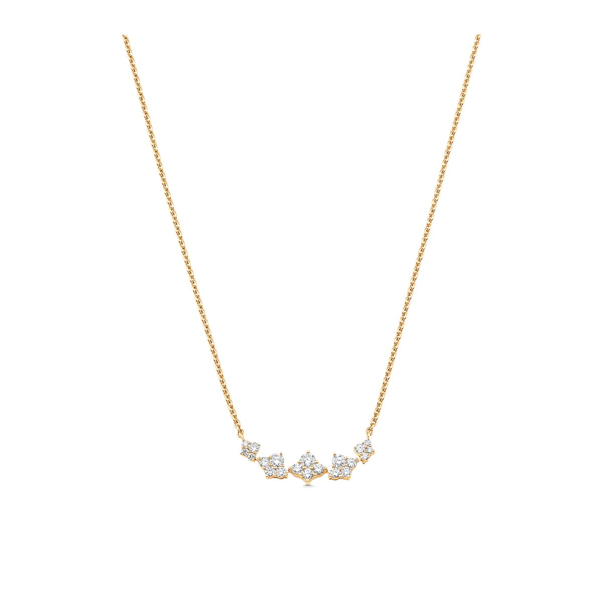 Dujour Yellow Gold White Diamond Graduated 4 Cluster Necklace - Sara Weinstock Fine Jewelry