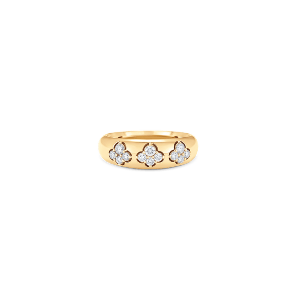 Dujour Yellow Gold White Diamond Three 4 Cluster Ring - Sara Weinstock Fine Jewelry