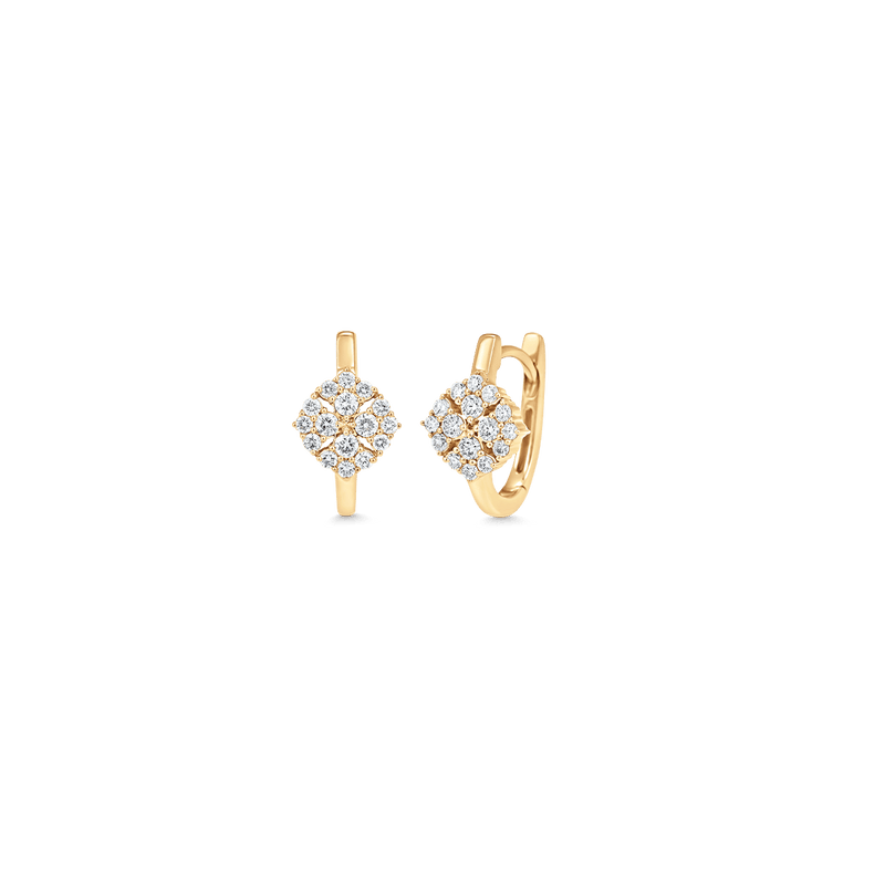Flora Yellow Gold White Diamond Huggie - Sara Weinstock Fine Jewelry