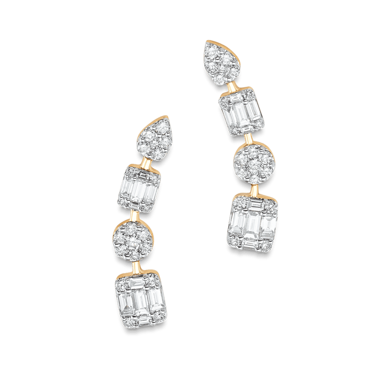 Illusion Diamond Cluster Ear Crawlers - Sara Weinstock Fine Jewelry