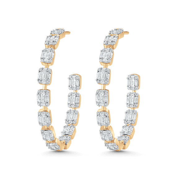 Illusion Diamond Cluster Hoops - Sara Weinstock Fine Jewelry