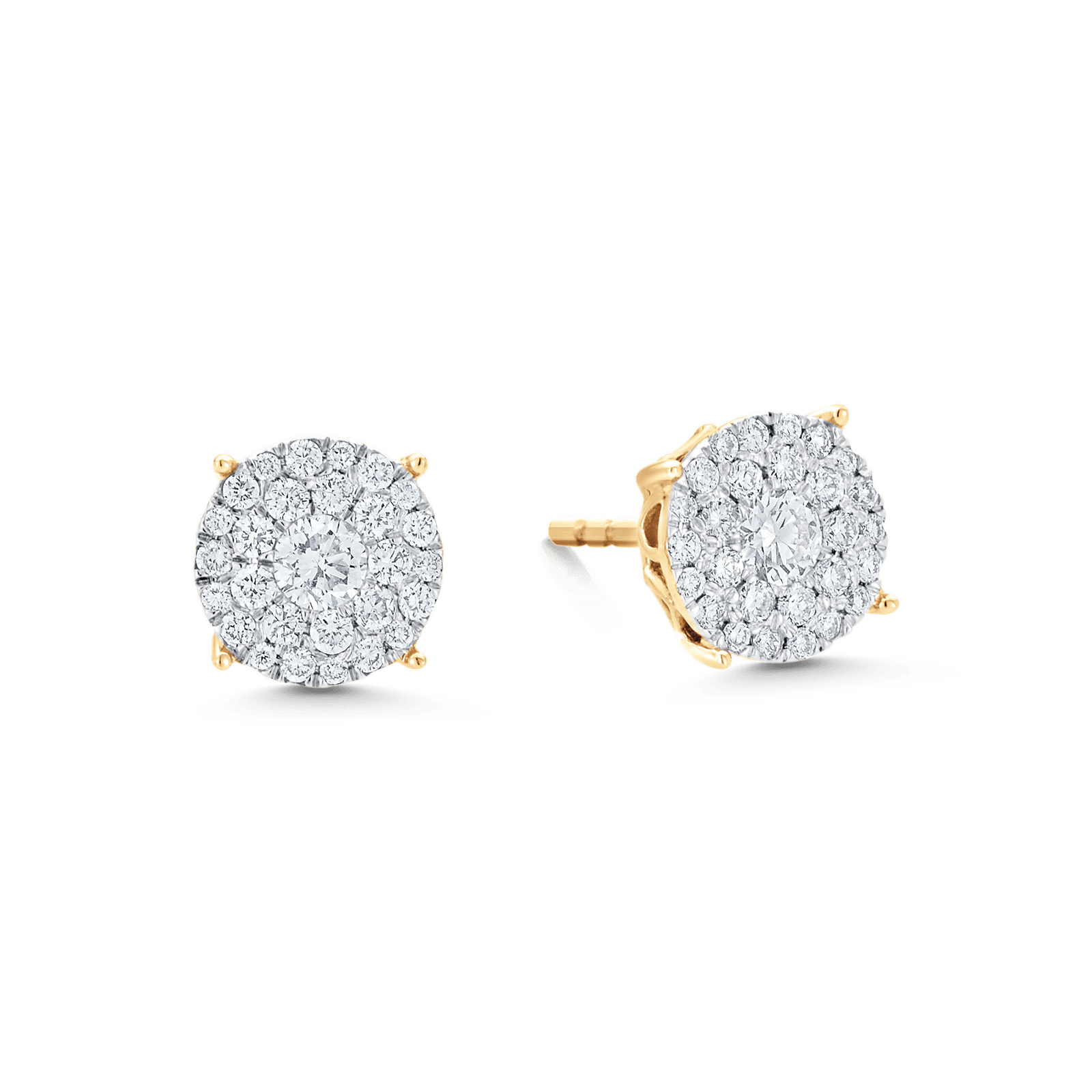 Illusion Diamond Round Cut Stud Earrings Designer Fine Jewelry by Sara Weinstock