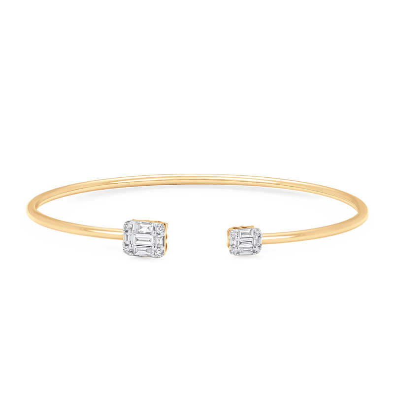 Illusion Emerald Bangle Cuff Bracelet - Sara Weinstock Fine Jewelry